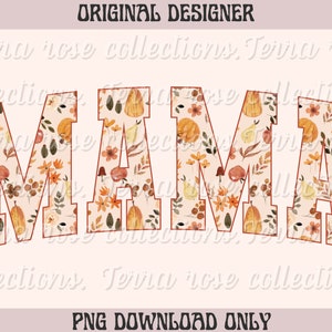 Automne Varsity Mama PNG Téléchargement numérique, automne png, automne floral, automne maman téléchargement, téléchargement tee graphique, automne sublimation png, citrouille png