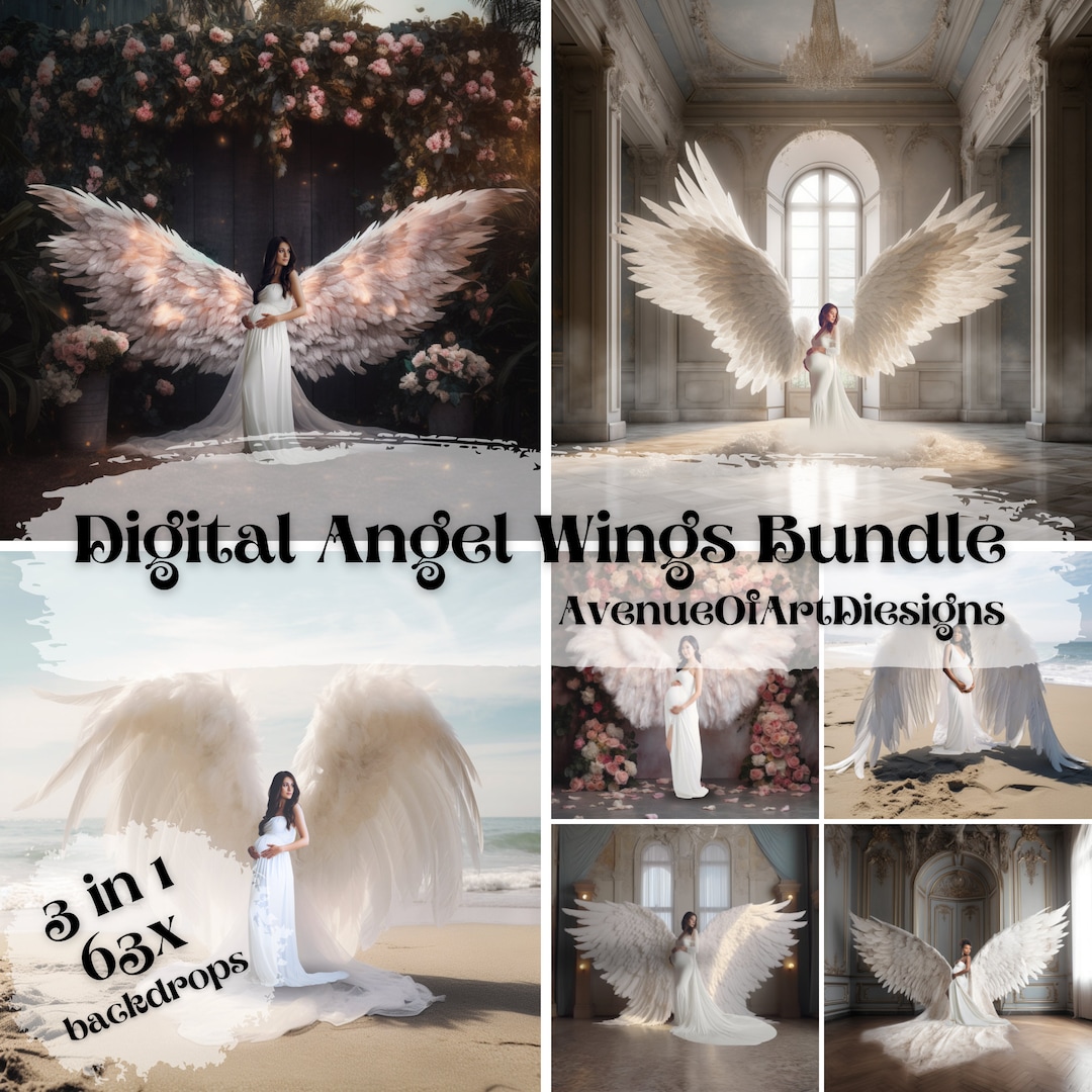 63 Digital Backdrops Bundle, Angel Wings Digital Backgrounds, Maternity ...
