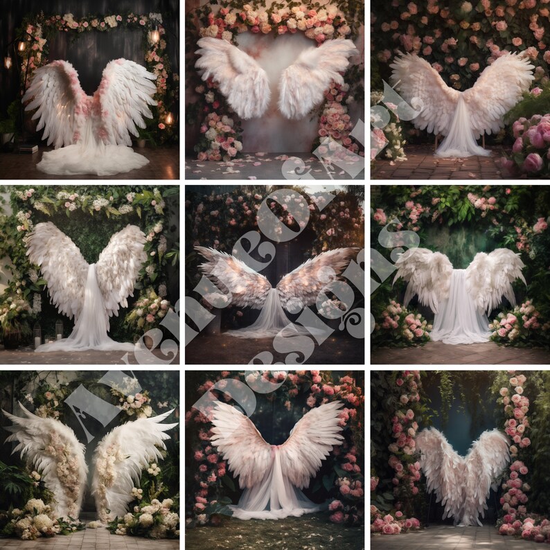 63 Digital Backdrops Bundle, Angel Wings Digital Backgrounds, Maternity ...