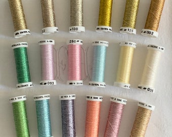 Metallic silkworm threads, 18 colors to choose from.