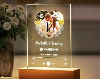 Personalized Music Photo Frame Night Light | Custom Photo Frame for Anniversary & Romantic Gift