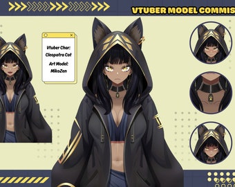 Egyptian-Themed Half-Body VTuber Model with 3 Emotes for VTube Studio