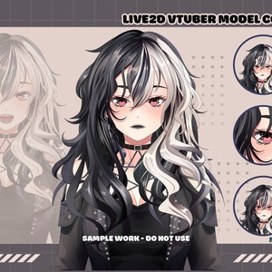 Gothic-Themed Bust-Up VTuber Model with 3 Emotes for VTube Studio