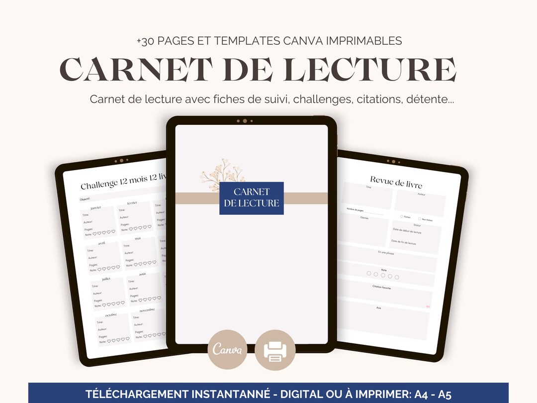 Carnet De Lecture Page De Garde Moderne www.etsy.com