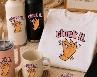 Reloj. PNG + SVG (Descarga digital) / Reloj de moda con gesto de la mano para tomar el té. Descarga instantánea únicamente.