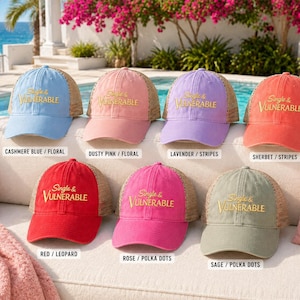 Single & Vulnerable Embroidered Trucker Hat Mesh Snapback | Bombshell Villa Reality TV Aesthetic Hot Girl Summer Amor Island Trendy Cap image 9