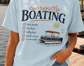 Camiseta "Currently Boating Shirt", camiseta "Náutico Lake Life", unisex de algodón suave.