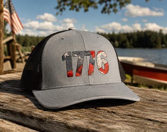 1776 American Flag Trucker Hat | Vintage Retro Patriotic July 4th America 250 hat | mesh back cap, snapback adjustable