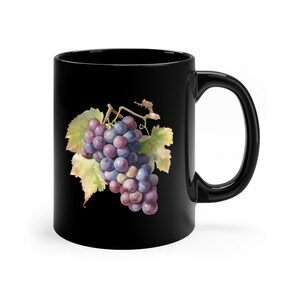 Grapes, 11oz Black Mug