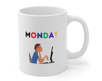 Montag Kaffeetasse - 11 Unzen lustige Keramiktasse - sarkastische Bürotasse, Montag Stimmung Tasse, Arbeit Humor Geschenk