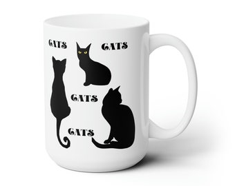 Cat Gathering Mug — 15 oz Ceramic Coffee Cup, Funny Cat Lover Gift