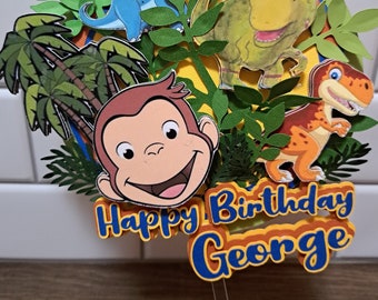 Curious George Dinosaurs Caketopper, Curious George Dinosaurs Birthday Party Decor