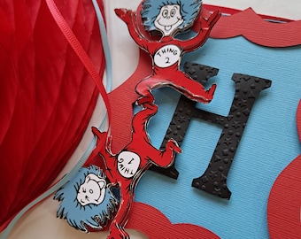 Thing 1 & Thing 2 Birthday Banner, Twins Birthday Party Decoration, Dr. Seuss Theme Party, The Cat in the Hat Theme Party