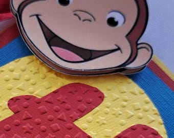 Banner de cumpleaños de Jorge el Curioso: guirnalda de fiesta ensamblada