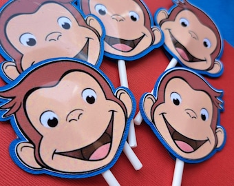 Curious George Cupcake Toppers: Monkey Theme Party, Pack of 12