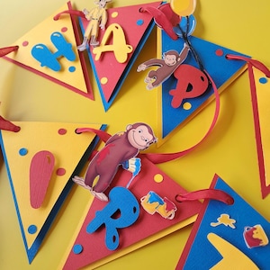 Curious George Colorful Birthday Banner, Curious George Party Decoration, Curious George Theme Party, Child Birthday Party