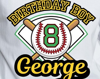 Baseball Boy Personalized Graphic – Name, Number & Color – PNG Digital Download