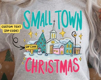 Small Town Christmas Custom PNG – Personalized Zip Code Holiday Graphic | Festive Digital Download