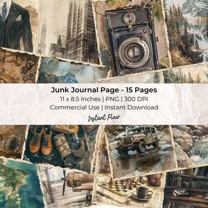 Pagina stampabile del diario di spazzatura dei signori: 15 pagine di fogli di collage e stampabili del diario di spazzatura, uso commerciale, download immediato