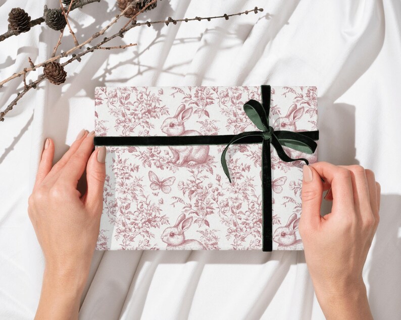 Papel digital sin costuras con diseño de conejito rosa - 30,5 x 30,5 cm, 300 ppp - Uso comercial - Descarga instantánea imagen 3