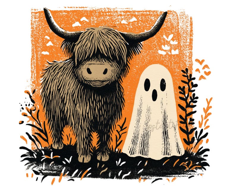 Highland Cow Ghost PNG – Halloween Fall Graphic (digital Download) - Etsy