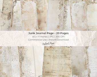 Shabby Chic Junk Journal Paper: Tall Skinny Antique Designs (Digital Download)