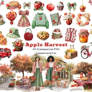 Apple Harvest Clipart – 65 Fall Apple PNGs for Crafts, Journals & Decor