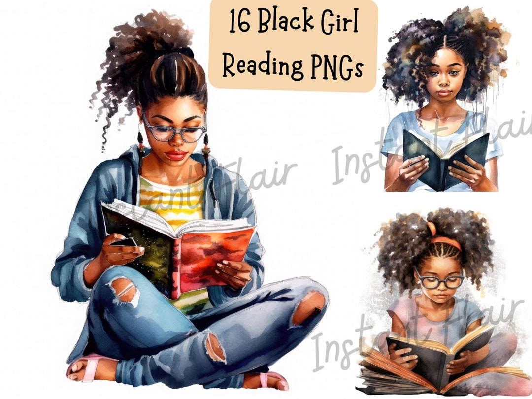 black person reading clip art