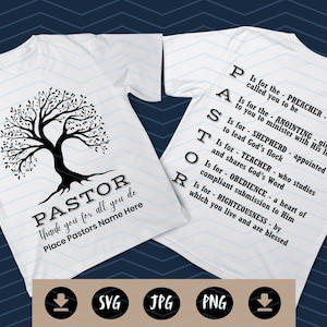 Diseño gráfico digital personalizado de agradecimiento al pastor (Svg, Png, Jpg) para descarga instantánea, uso comercial para camisetas, tazas, regalos, transparente.