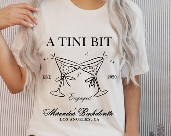 A Tini Bit Engaged – Martini Glass Engagement Graphic | Personalized PNG with Name, Year & Location