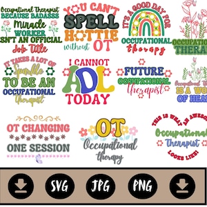Pacchetto di terapia occupazionale Design grafico digitale Svg Png Jpg per download immediato Uso commerciale per magliette Tazze Regalo Trasparente