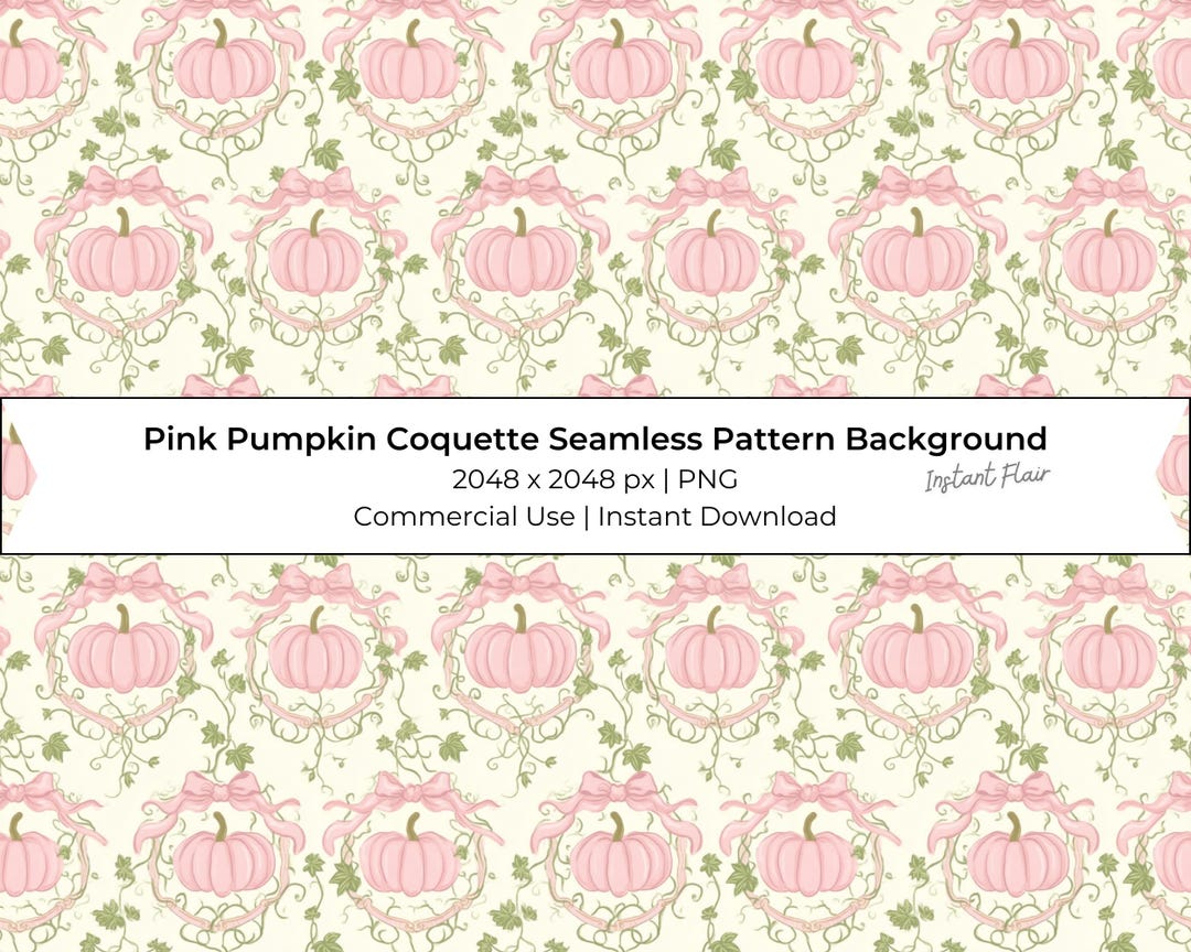 Pink Pumpkin Coquette Bow Seamless Digital Paper – Fall Background ...