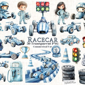 50 raceauto-clipart – Racing PNG-bundel – digitale download – commercieel gebruik