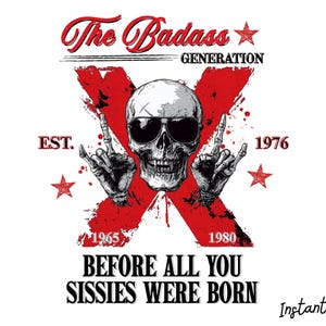 Badass Generation X PNG – gepersonaliseerde geboortejaar afbeelding – aangepast Gen X ontwerp – digitale download – commercieel gebruik