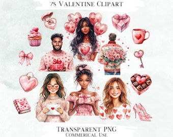 Valentine Clip Art Bundle, Transparent PNG Graphics, Decorative Images, Digital Graphics for Commercial Use
