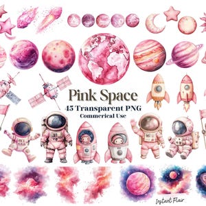 45 rosa Weltraum Clipart - transparente PNG - kommerzielle Nutzung - sofortiger Download