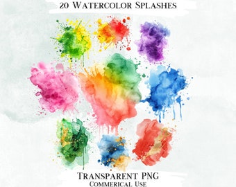 Watercolor Splashes Clip Art, Transparent PNG Graphics (Digital Designs)