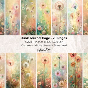 Dandelion: Digital Download | Digital Kit | Tall Skinny Designs | Vintage Fashion | 20 Pages | Junk Journal Kit | Tall And Skinny Journal