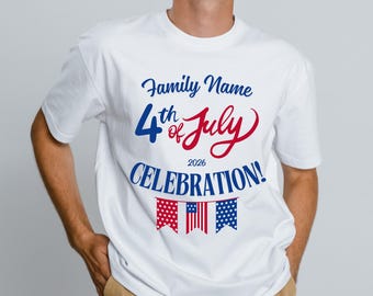 Celebração da Família no 4 de Julho – Nome Personalizado – Download Digital PNG