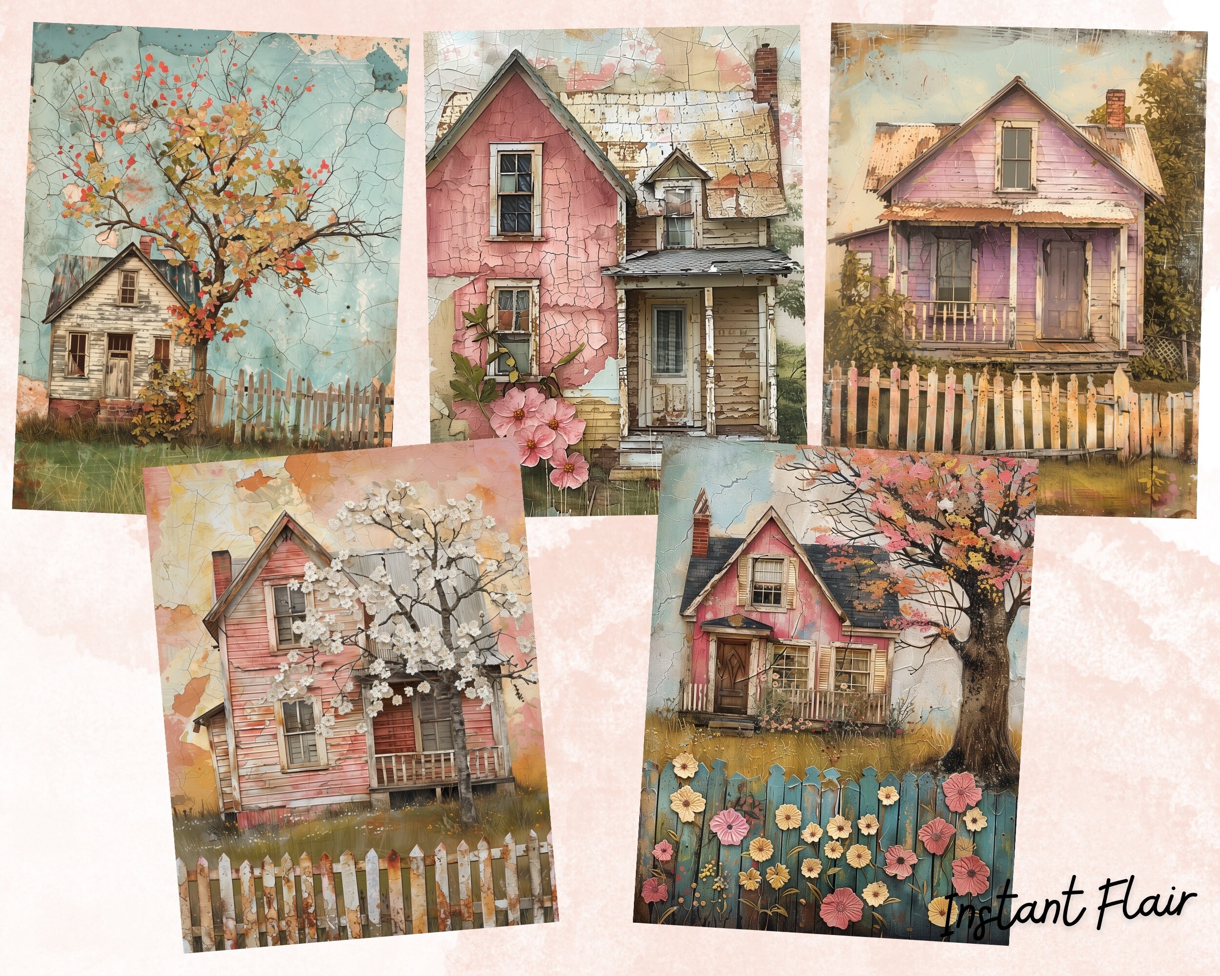Whimsical House Junk Journal Pages: Art Ephemera (digital Download) - Etsy
