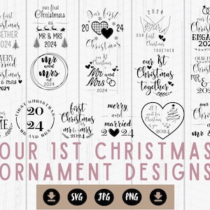 Our First Christmas Ornament SVG Bundle - Personalized Christmas Tree Decor - Laser Cut File - Instant Download
