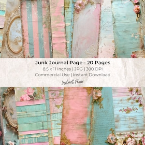Tattered Ledgers Paper: Descarga digital / Kit digital / Diseños Tall Skinny / Moda vintage / Kit de diario basura / Diario Tall And Skinny