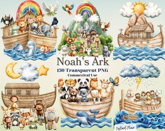130 Noah’s Ark Clipart – Transparent PNG – Commercial Use – Instant Download