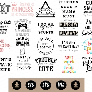 Pacote de gráficos para crianças – 20 designs fofos e engraçados – PNG SVG JPG – Download digital