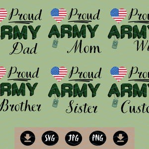 Stolze Armee Familie SVG PNG JPG - Papa Mama Frau Bruder Schwester Custom - Militärische Unterstützung Digitaler Download