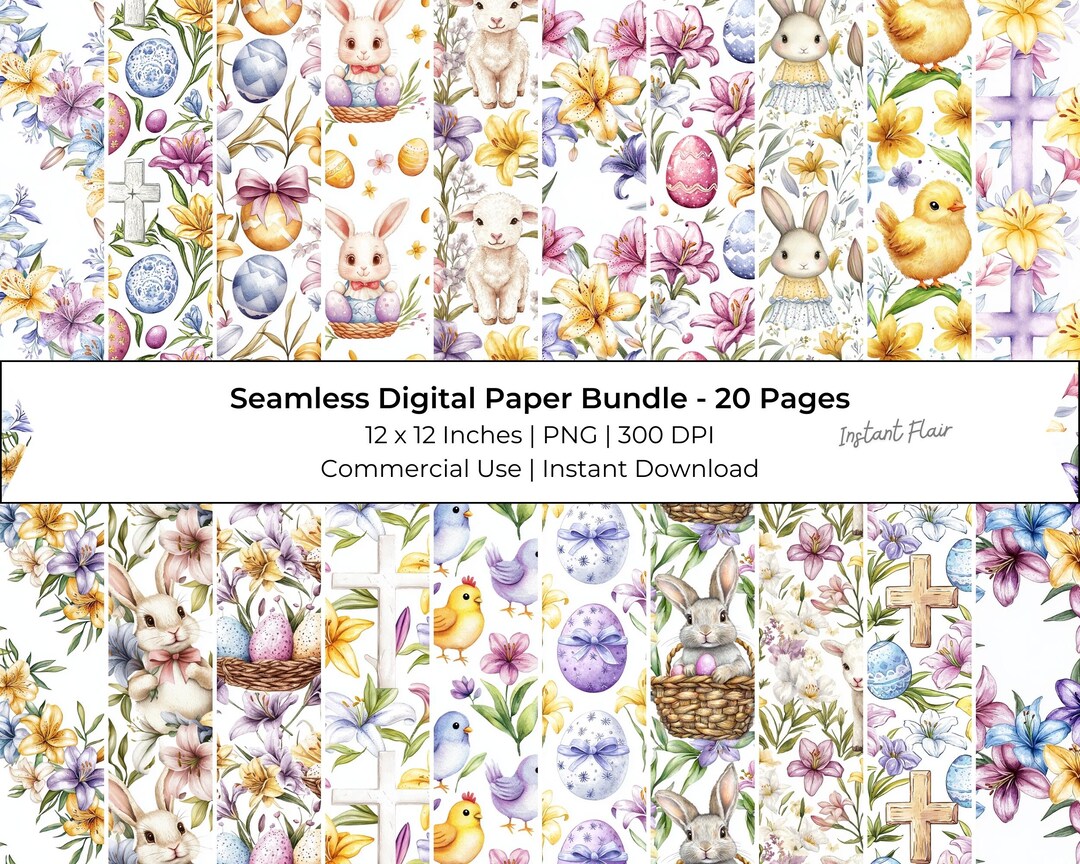 20 Easter Lily Seamless Digital Paper – 12x12 Inches, 300 DPI ...