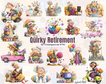 Funny Grandma Clipart Bundle | Quirky Retirement PNG Set (Digital Download)