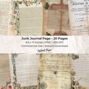 Curiosa francesa: Folha de colagem | Kit de papel para scrapbook digital | Download digital | Diário de arte | Junk Journal Ephemera | Digital Ephemera