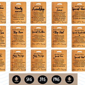 Citações de tábua de corte Svg | Receitas de livro de receitas de madeira Arquivos de corte a laser | Cozinha engraçada Svg | Placa de cozinha Svg | Livro de receitas de madeira da mamãe