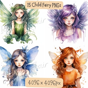 Kind Fee Aquarell Clip Art Bundle, PNG Designs, dekorative Bilder, digitale Designs für kommerzielle Nutzung